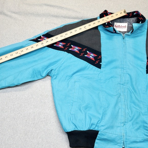 VTG USA Made Saddlebrook Western Wear Aztec Navajo Blanket Lined Jacket Size L - Picture 11 of 13
